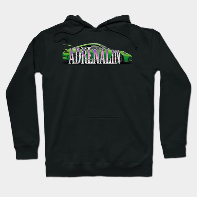 911 GT3 RS ADRENALIN GREEN VENOM Hoodie by CharlieCreator